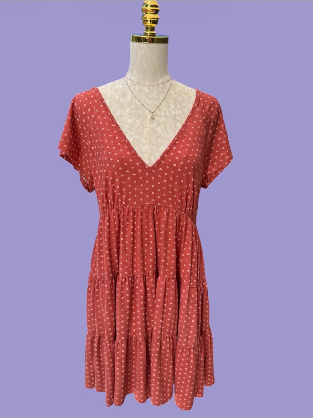 Urban Outfitters Floral Tiered V Neck Mini Dress Large